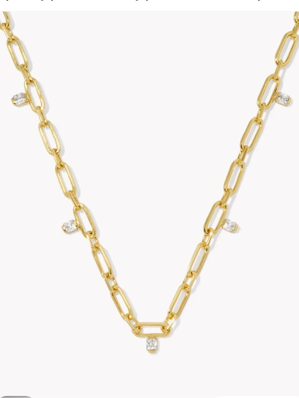 Kendra Scott Celia gold crystal chain necklace in white cz